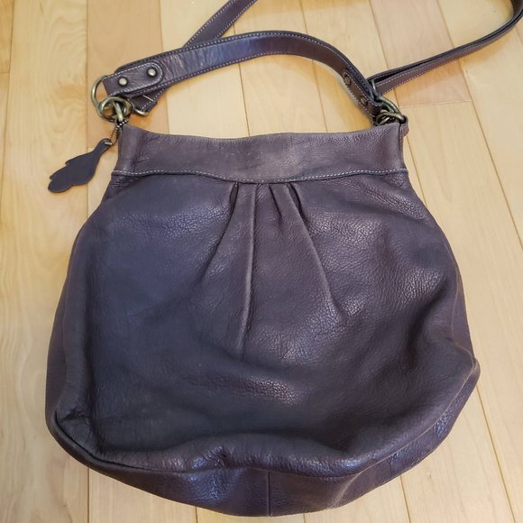 EUC Brown leather Roots shoulder/crossbody - Picture 2 of 5